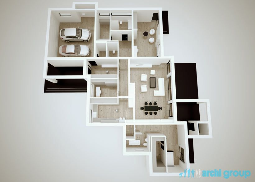 Projekt koncepcyjny wnętrz domu w Nowych Chechle KDC150-1a