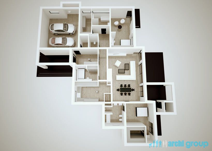Projekt koncepcyjny wnętrz domu w Nowych Chechle KDC150-1c