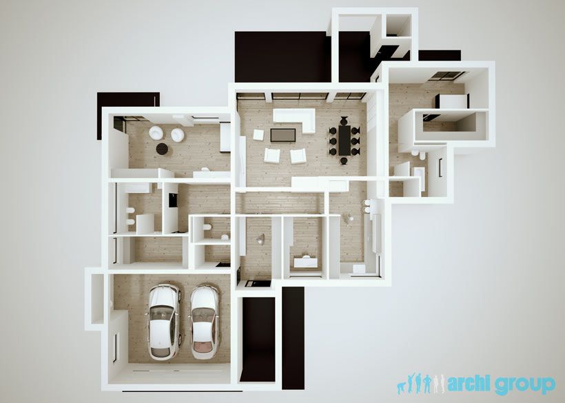 Projekt koncepcyjny wnętrz domu w Nowych Chechle KDC150-2a