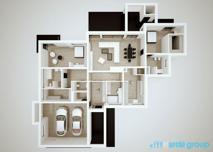 Projekt koncepcyjny wnętrz domu w Nowych Chechle KDC150-2c