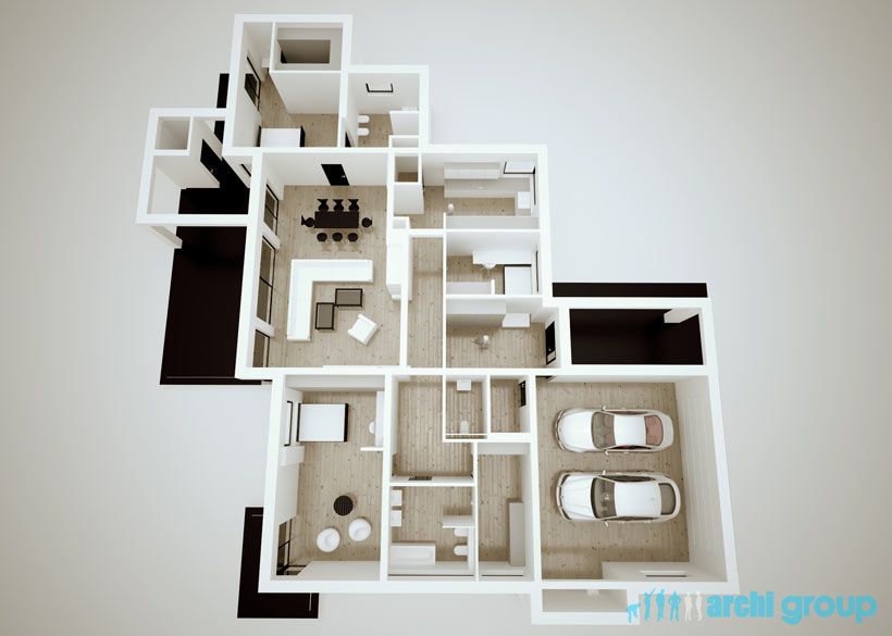 Projekt koncepcyjny wnętrz domu w Nowych Chechle KDC150-3c