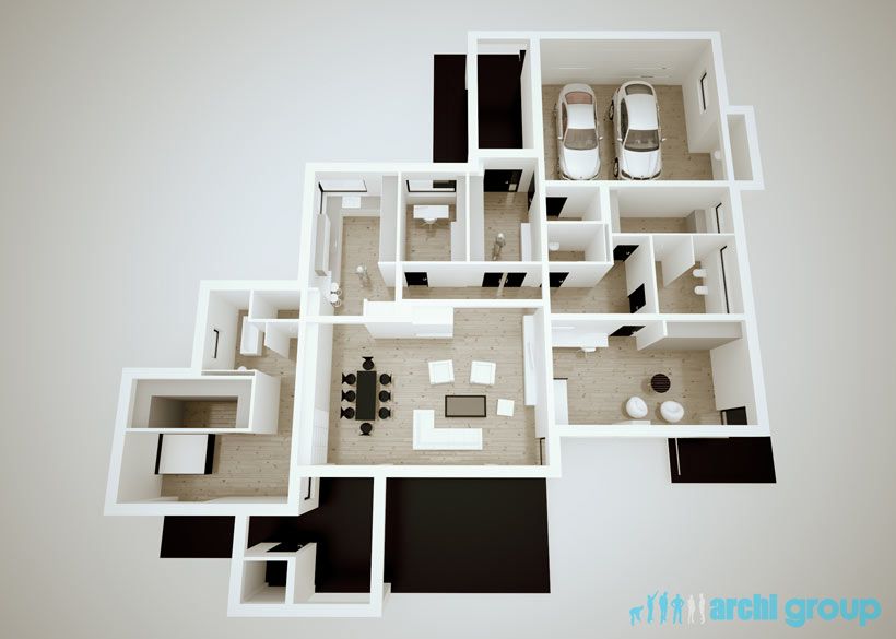 Projekt koncepcyjny wnętrz domu w Nowych Chechle KDC150-4a