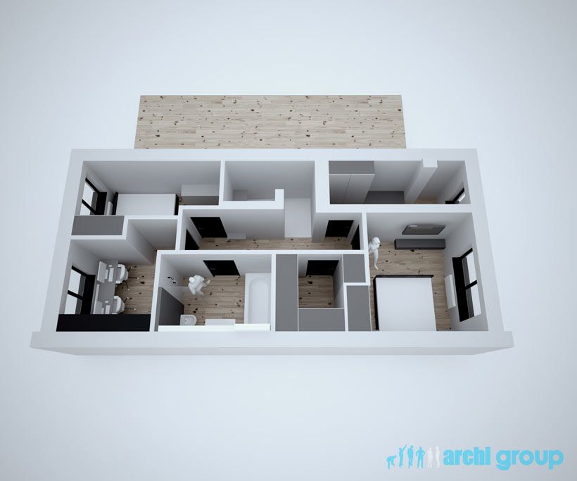 Projekt koncepcyjny wnętrz domu w Gliwicach KDG105 -4d