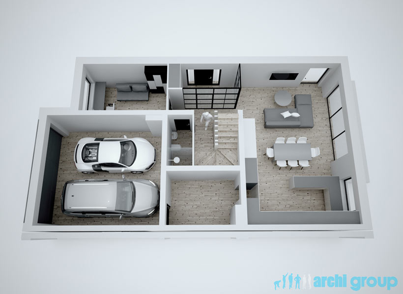 Projekt koncepcyjny wnętrz domu w Bytomiu KDS220 -1a