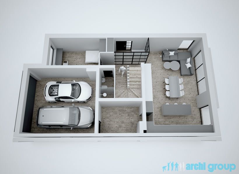 Projekt koncepcyjny wnętrz domu w Bytomiu KDS220 -1b