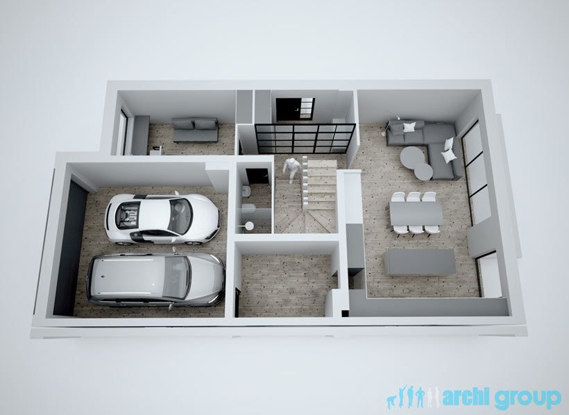 Projekt koncepcyjny wnętrz domu w Bytomiu KDS220 -1c