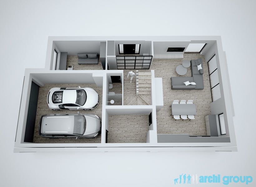 Projekt koncepcyjny wnętrz domu w Bytomiu KDS220 -1d