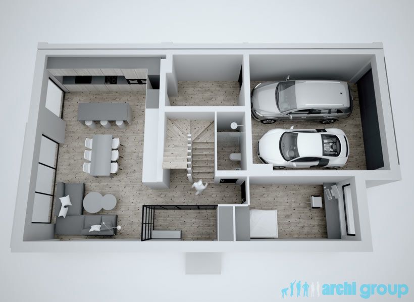 Projekt koncepcyjny wnętrz domu w Bytomiu KDS220 -b2