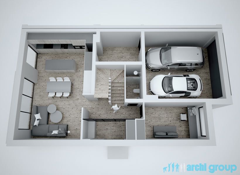 Projekt koncepcyjny wnętrz domu w Bytomiu KDS220 -2c