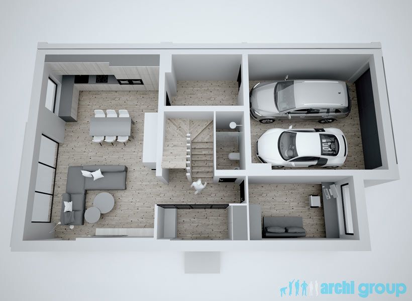 Projekt koncepcyjny wnętrz domu w Bytomiu KDS220 -2d