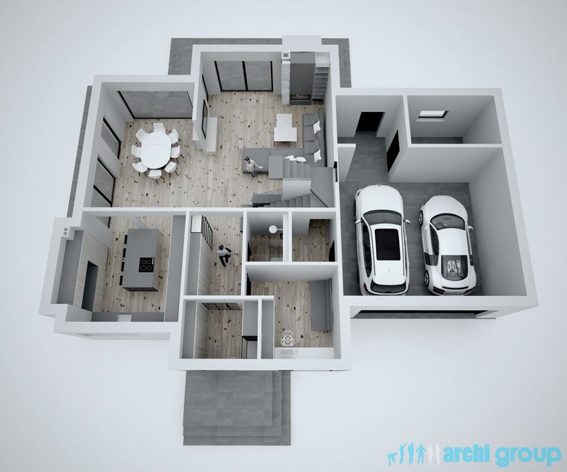 Projekt koncepcyjny wnętrz domu w Miasteczku Śląskim KDM240-1a