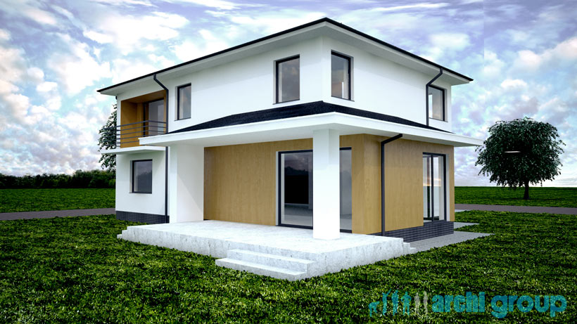 Projekt koncepcyjny elewacji domu w Tarnowskich Górach KET200 -4b