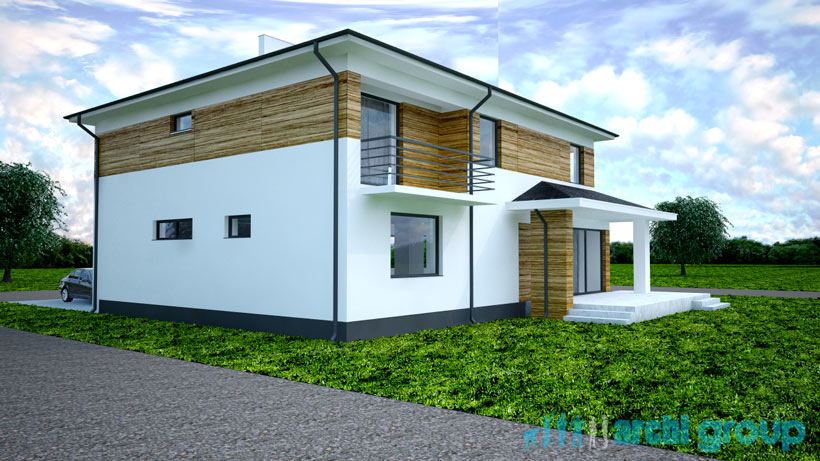 Projekt koncepcyjny elewacji domu w Tarnowskich Górach KET200 -5c