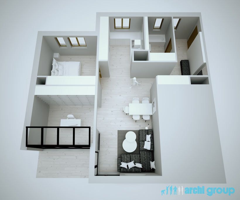 Projekt koncepcyjny wnętrz mieszkania w Katowicach KNK70-2c