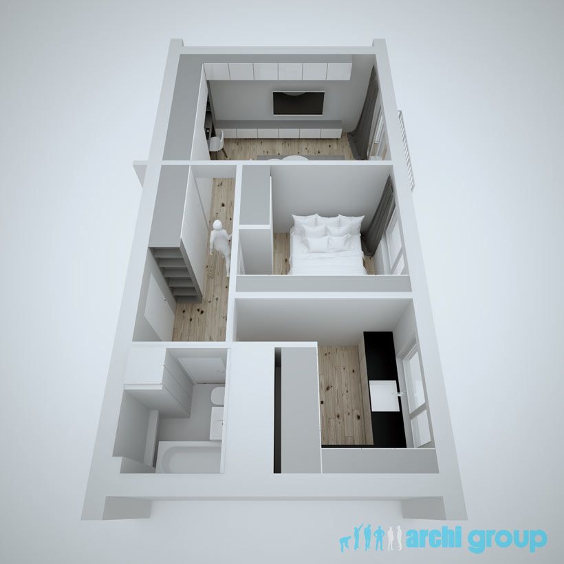 Projekt koncepcyjny wnętrz mieszkania w Zabrzu KMZ45-3a