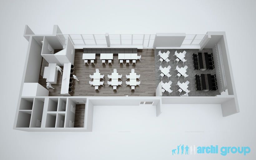 Projekt koncepcyjny wnętrz restauracji w Tarnowskich Górach KRT160-1c