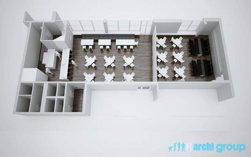 Projekt koncepcyjny wnętrz restauracji w Tarnowskich Górach KRT160-1d